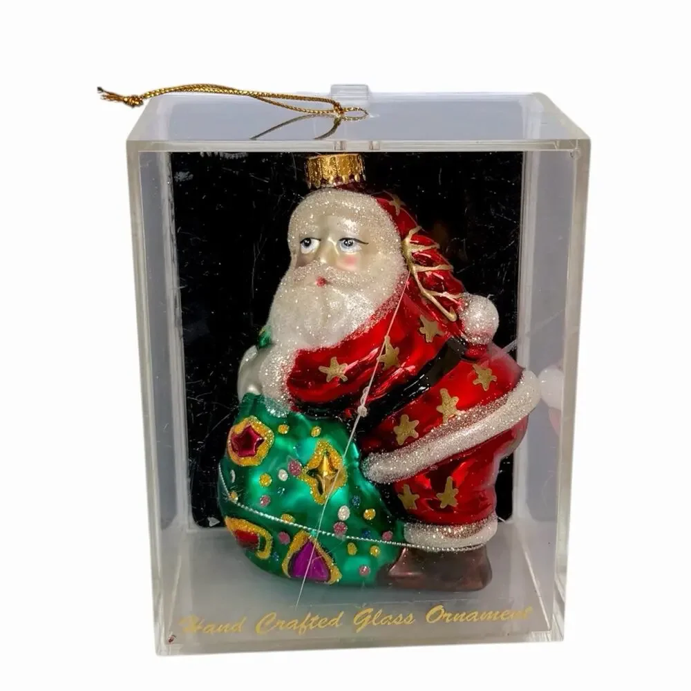 Vintage Radko Style Handcrafted Glass Santa Ornament Hand Painted New BNIB